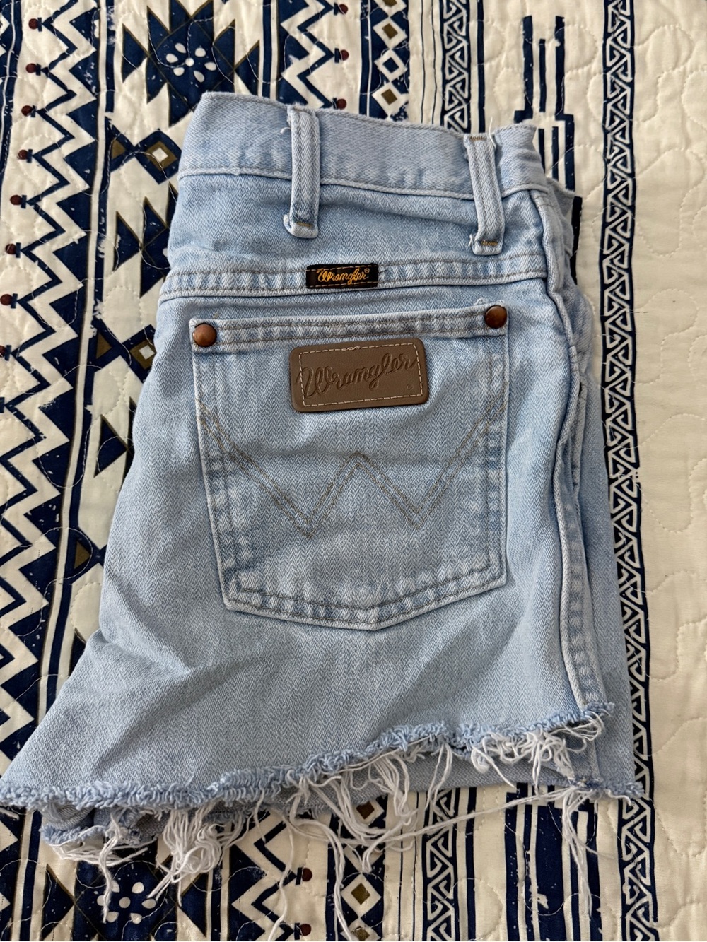 Wrangler Light Wash Denim Cutoff Shorts with Frayed Hem